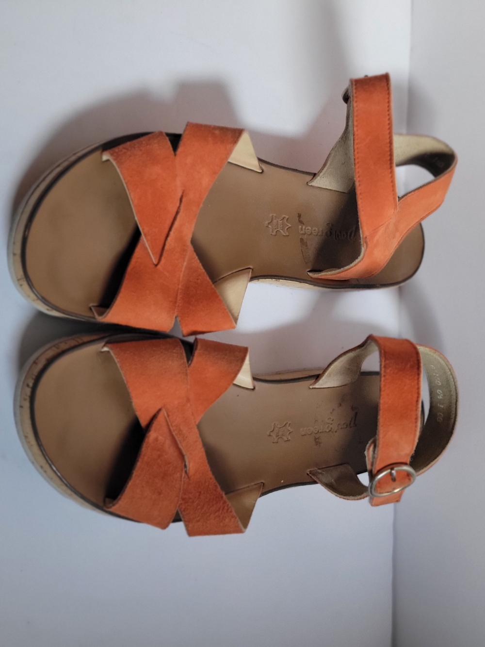 Paul Green Orange Suede Crisscross Ankle Strap Sandals
